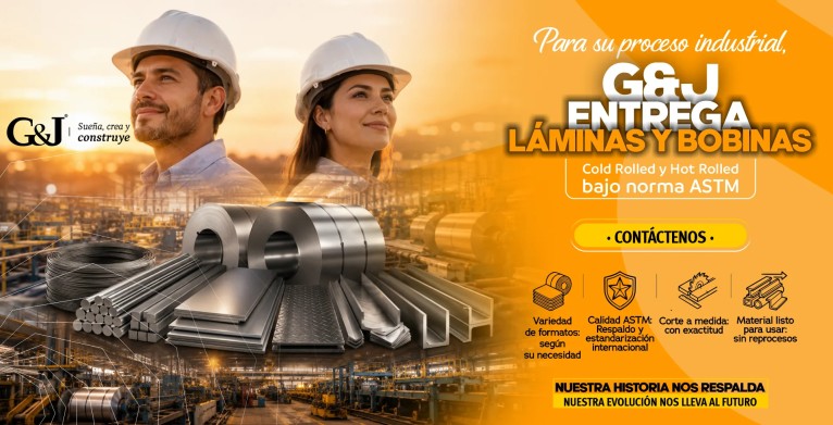 G&J entrega láminas y bobinas para su proceso industrial. Contáctenos para cotizar.